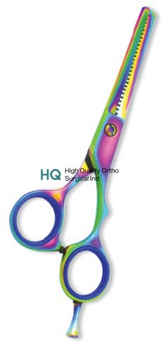 Professional Thinning Scissor. One Blade Teeth and One Blade Razor. Multicolor coating.